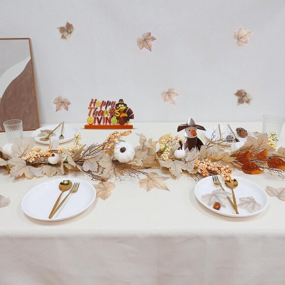 Fall Garland with Lights 6Ft Maple Leafed Garland Fall Decorations for Home - Picture 3 of 6